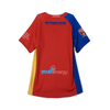 Camiseta de rugby de manga corta roja, amarilla y azul