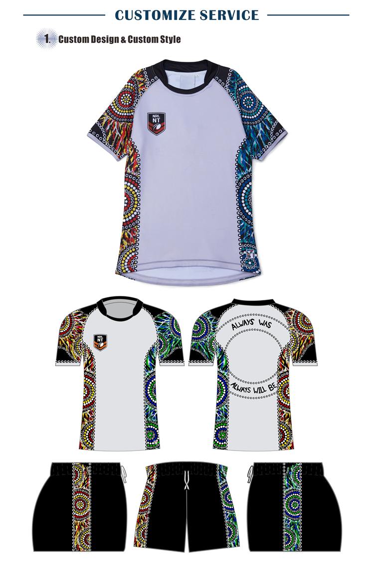 Uniforme de rugby de camisetas de rugby con impresión por sublimación de secado rápido, nuevo diseño personalizado